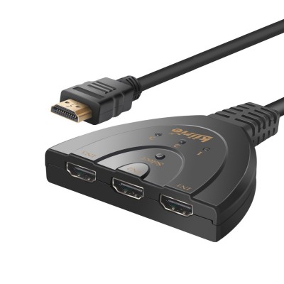 HDMI Switch,Kiirie Premium Quality 3 Port HDMI Splitter with Pigtail Cable Supports 3D, 1080P, HD Audio (3-Port) 