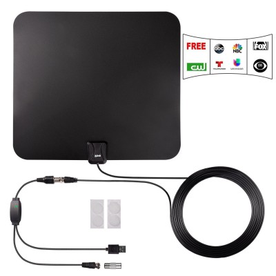 TV Antenna, Kiirie Indoor Amplified HDTV Antenna 50 Mile Range with Detachable Amplifier Signal Booster and 10 Feet Coaxial Cable, Upgraded Version Better Reception 