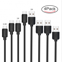 USB Type C Cable Kiirie 4 pack【0.3m,2×1m,2m】 Type A to Type C Data Charging Cable for LG / Nexus / Google / Huawei / Macbook 12" and Other Type C USB Devices